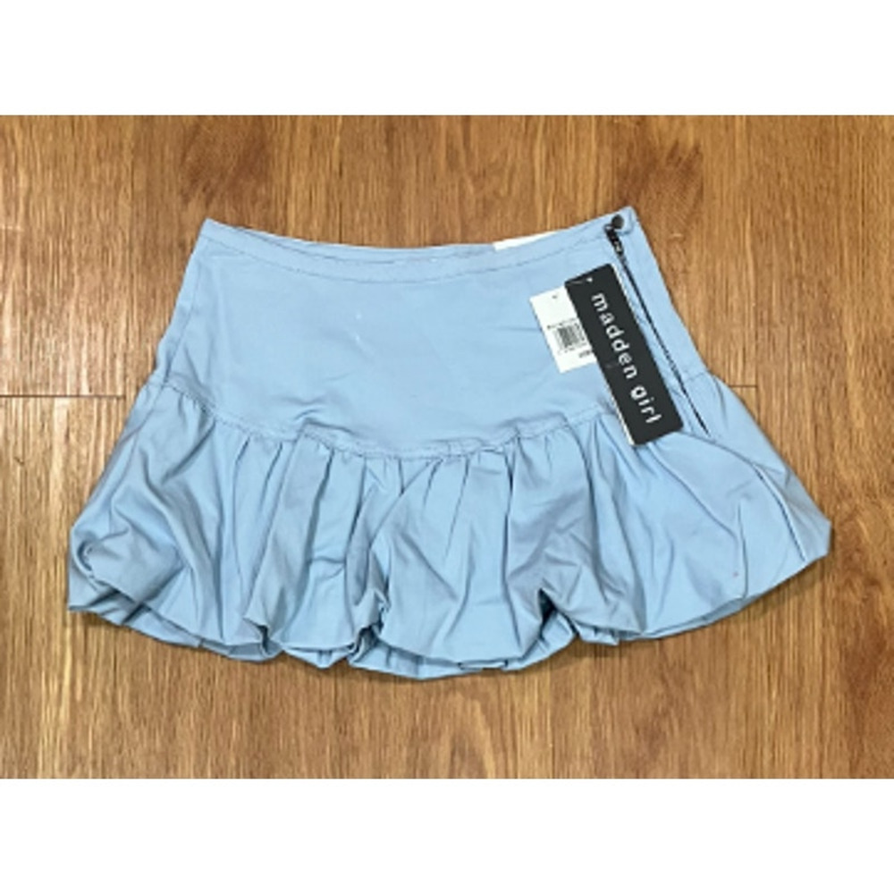 Madden Girl Juniors' Bubble Mini Skirt Light Blue XL